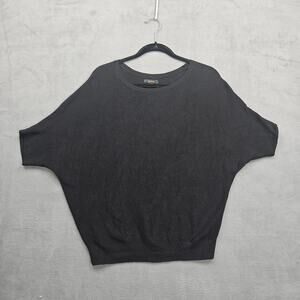 Quince Organic Cotton Blend Dolman Sleeve Black Sweater Minimalist Capsule Top M